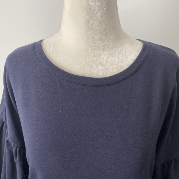 a.n.a Navy High-Low Sweatshirt with Bishop Sleeves - Picture 5 of 7